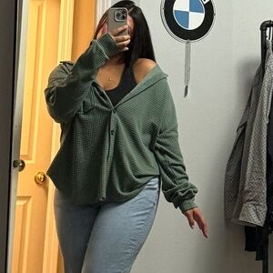 SHEIN Green Button-Down Shirt